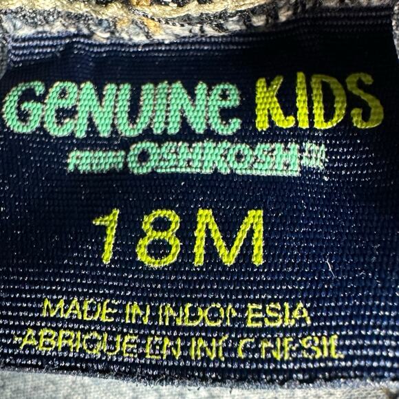 Oshkosh B'Gosh Genuine Kids 18 Months Denim Jean Bib Overalls Pockets - Picture 3 of 7